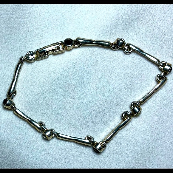 Silver-tone link bracelet w black & white rhinestones; FREE if bundled w $10+! - Picture 3 of 3